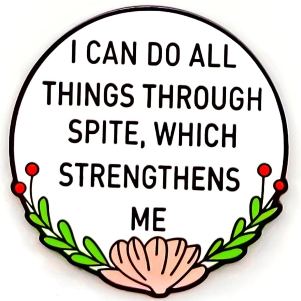 Round Floral Quote Pin — White, Green, Pink, Red
